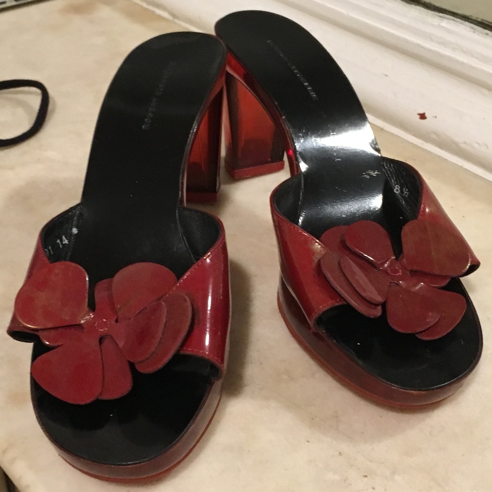 Robert Clergerie Flower Red Lucite Heel 8.5